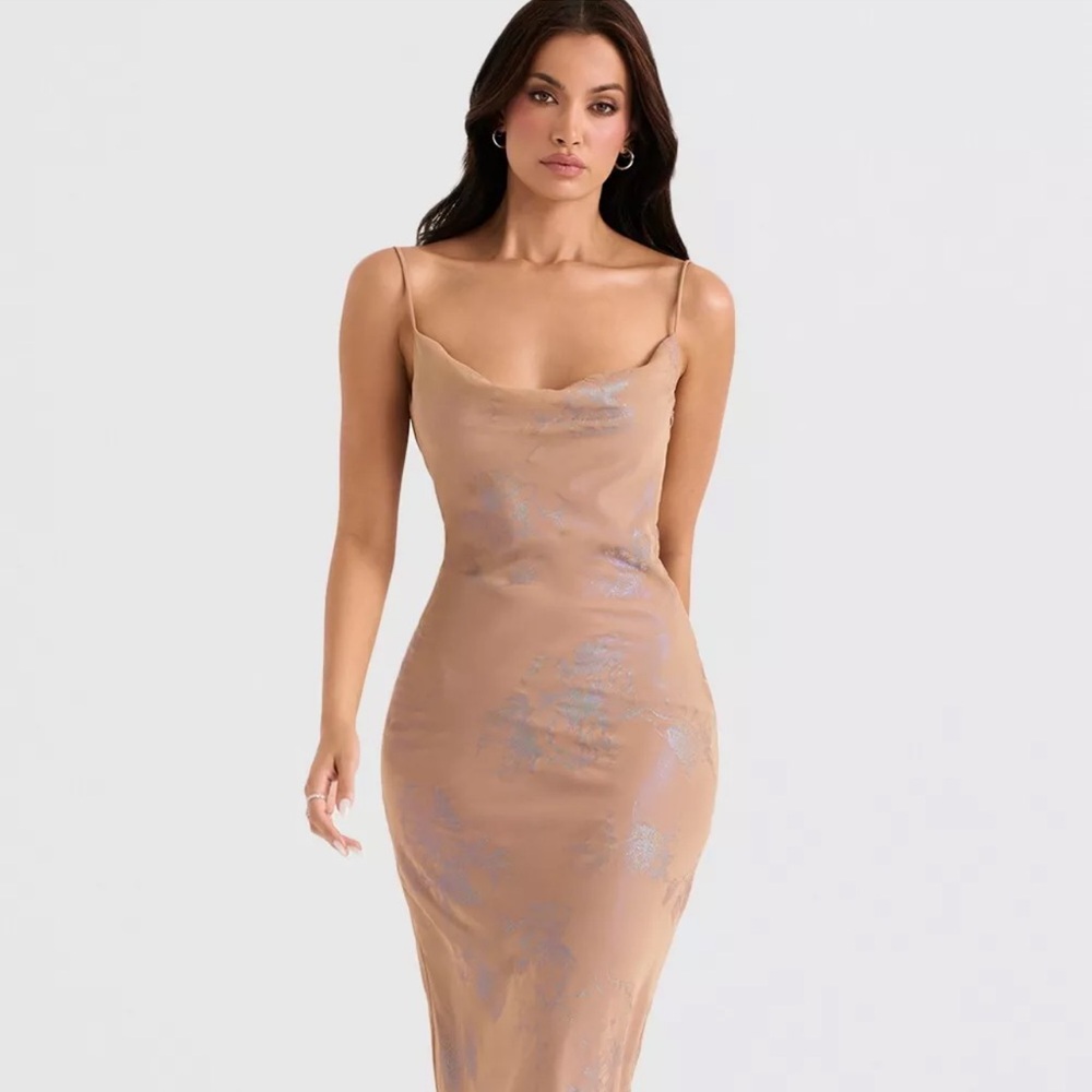 GABRIELLE
IRIDESCENT CAFE AU LAIT MAXI DRESS